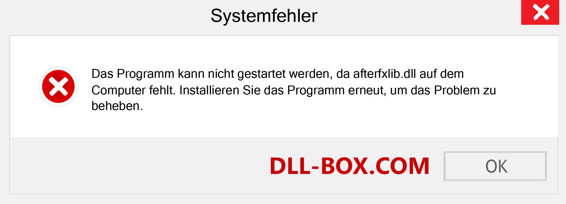 afterfxlib.dll-Datei fehlt?. Download für Windows 7, 8, 10 - Fix afterfxlib dll Missing Error unter Windows, Fotos, Bildern